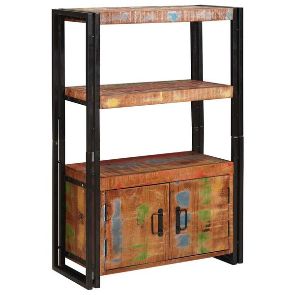 vidaXL Knižnica s dverami Hnedá Masívne zrecyklované drevo a kov