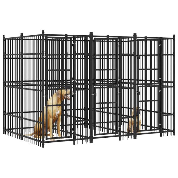 vidaXL Vonkaj&scaron;&iacute; koterec pre psov oceľov&yacute; 7,37 m&sup2;