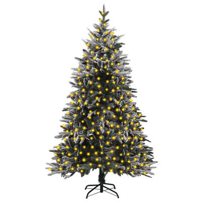 vidaXL Osvetlený umelý vianočný stromček, zasnežený 240 cm, PVC a PE