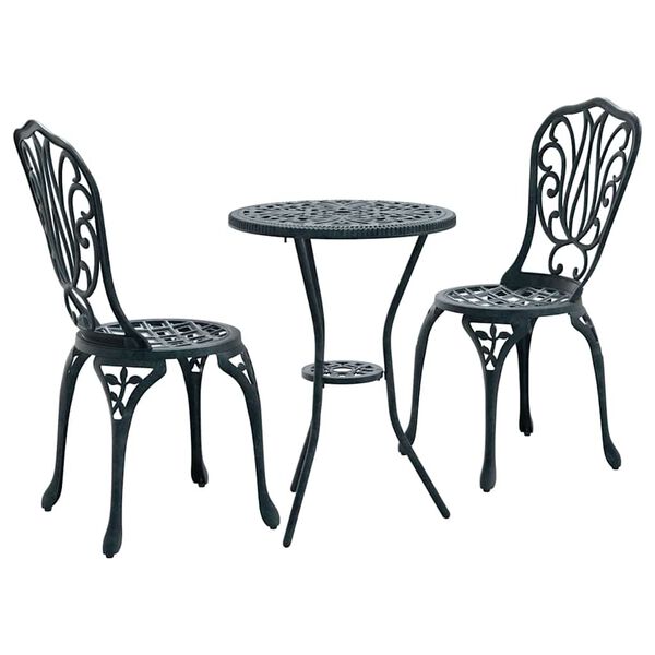vidaXL Záhradný bistro set 3 pcs Zelená Hliník