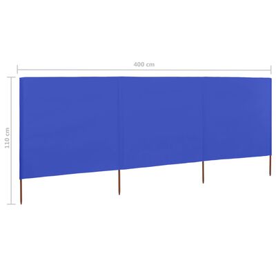vidaXL 3-panelová zábrana proti vetru látková 400x80 cm azúrovo-modrá