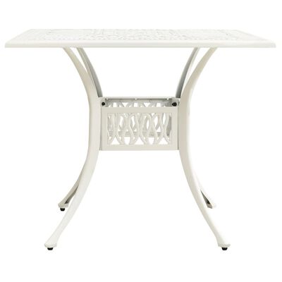 vidaXL Záhradný stôl biely 90x90x73 cm liaty hliník