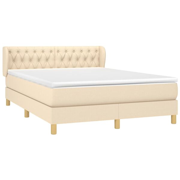 vidaXL Posteľn&yacute; r&aacute;m boxspring s matracom kr&eacute;mov&yacute; 140x200 cm l&aacute;tka