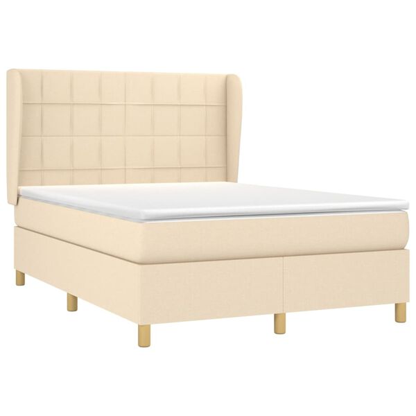 vidaXL Boxspring posteľ s matracom kr&eacute;mov&yacute; 140x190 cm l&aacute;tka