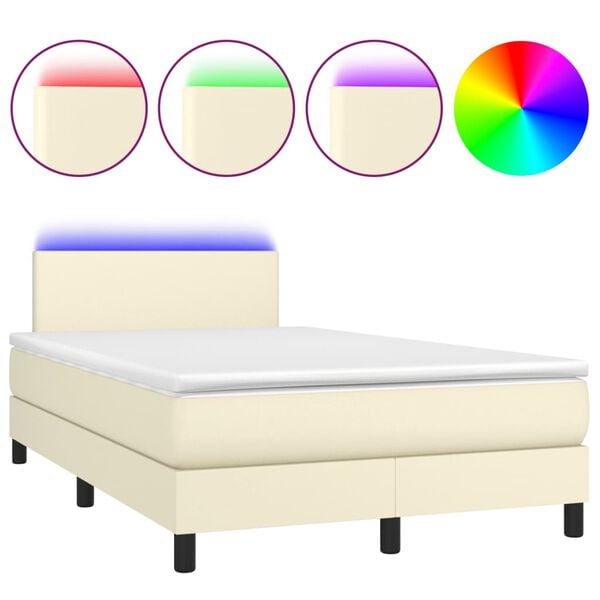 vidaXL Boxspring posteľ s matracom a LED kr&eacute;mov&aacute; 120x200 cm umel&aacute; koža