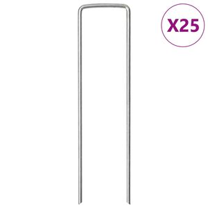 vidaXL Stanov&eacute; kol&iacute;ky v U tvare 25 ks 15x3,5 cm pozinkovan&aacute; oceľ