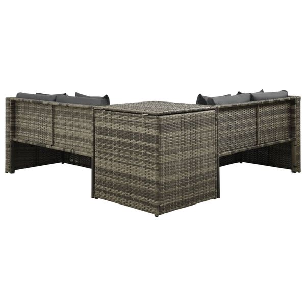 vidaXL 4-dielna z&aacute;hradn&aacute; sedacia s&uacute;prava a vank&uacute;&scaron;e polyratan siv&aacute;