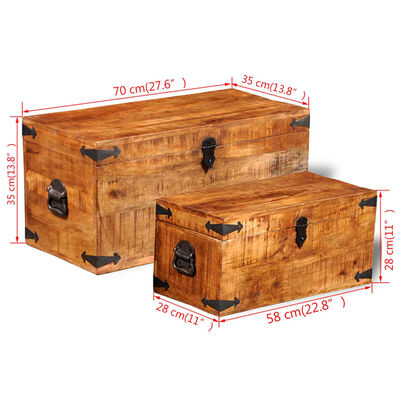 vidaXL Súprava skladovacích truhlíc, 2 kusy, surové mangové drevo