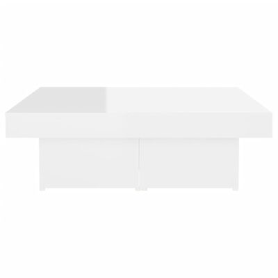 vidaXL Konferenčný stolík lesklý biely 90x90x28 cm drevotrieska