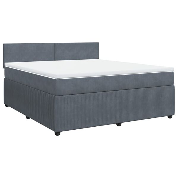 vidaXL Posteľn&yacute; r&aacute;m boxspring s matracom tmavosiv&yacute; 180x200 cm zamat