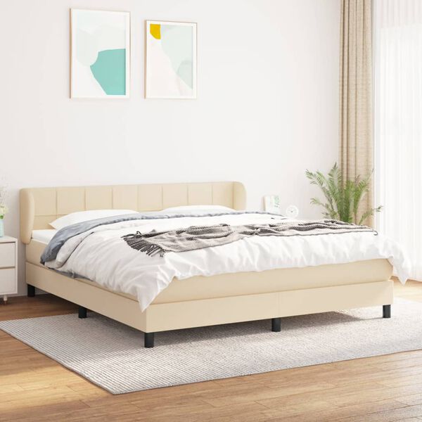 vidaXL Posteľn&yacute; r&aacute;m boxspring s matracom kr&eacute;mov&yacute; 160x200 cm l&aacute;tka