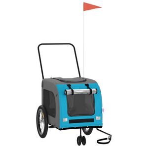 vidaXL Cyklovoz&iacute;k pre zvierat&aacute;, modro siv&yacute;, oxfordsk&aacute; l&aacute;tka, železo