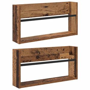 vidaXL Reg&aacute;l na časopisy s poličkou 2 pcs Star&eacute; drevo 60 x 12 x 30 cm