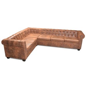 vidaXL Rohov&aacute; pohovka Chesterfield, 6-miestna, umel&aacute; koža, hned&aacute;