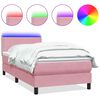 vidaXL Posteľn&yacute; r&aacute;m boxsping s matracom a LED ružov&yacute; 120x210 cm zamat