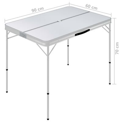 vidaXL Skladací kempingový stôl s 2 lavicami biely hliníkový