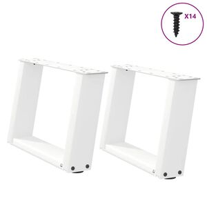 vidaXL Nohy konferenčn&eacute;ho stol&iacute;ka v tvare U, 2 ks, biele, 40 x (30-31) cm, oceľov&eacute;