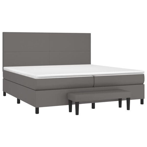vidaXL Boxspring posteľ s matracom siv&aacute; 200x200 cm umel&aacute; koža