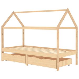 vidaXL R&aacute;m detskej postele so z&aacute;suvkami 90x200 cm borovicov&yacute; mas&iacute;v