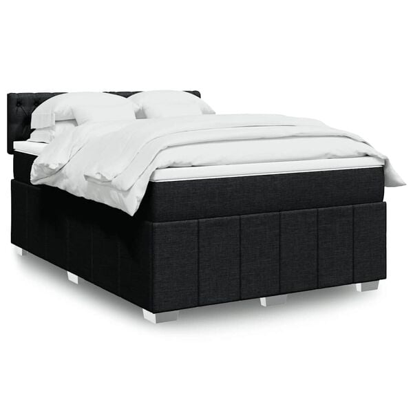 vidaXL Boxspring posteľ s matracom čierny 140x190 cm l&aacute;tka