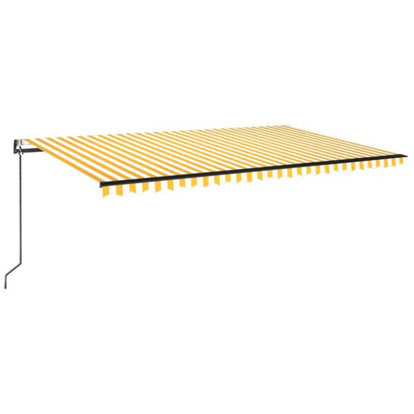 vidaXL Automatick&aacute; mark&iacute;za, LED a senzor vetra 500x350 cm, žlt&aacute;/biela