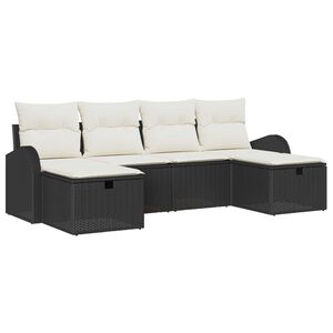 vidaXL Sada pohoviek s vank&uacute;&scaron;om 6 pcs Čierna a kr&eacute;mov&aacute; polyratan