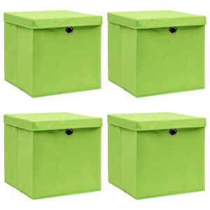 vidaXL &Uacute;ložn&eacute; boxy s vekom 4 ks, zelen&eacute; 32x32x32 cm, l&aacute;tka