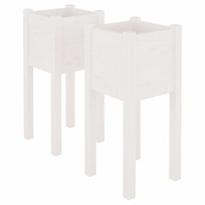 vidaXL Z&aacute;hradn&eacute; kvetin&aacute;če 2 ks biele 31x31x70 cm borovicov&yacute; mas&iacute;v