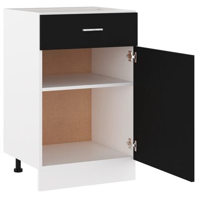 vidaXL Spodná skrinka+zásuvka, čierna 50x46x81,5 cm, kompozitné drevo