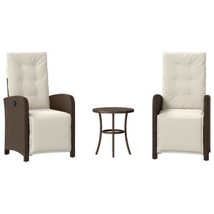 vidaXL 3-dielna bistro s&uacute;prava s podložkami hned&aacute; polyratan