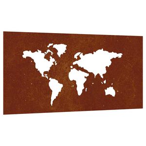 vidaXL Z&aacute;hradn&aacute; dekor&aacute;cia 105x55 cm, cortenov&aacute; oceľ, mapa sveta