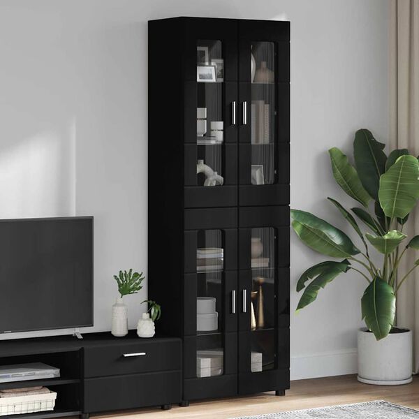 vidaXL Highboard FLORIN Čierna 60 x 35 x 182 cm Kompozitn&eacute; drevo