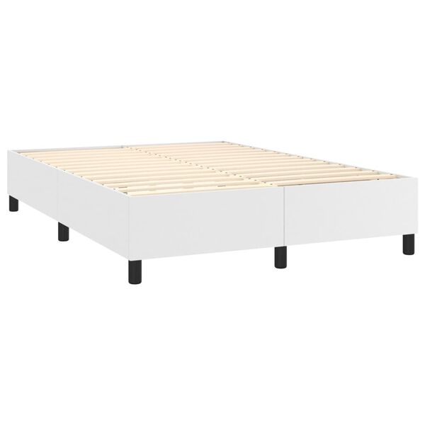 vidaXL Boxspring posteľ s matracom biely 140x190 cm umelá koža