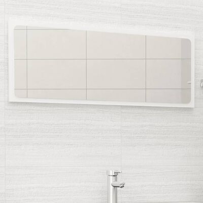 vidaXL Kúpeľňové zrkadlo, lesklé biele 100x1,5x37 cm, kompozitné drevo