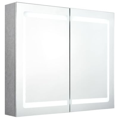 vidaXL LED kúpeľňová zrkadlová skrinka betónovosivá 80x12x68 cm