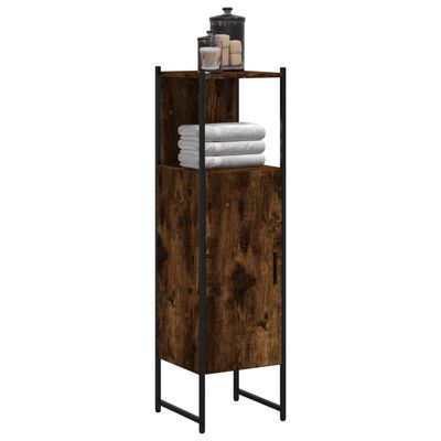 vidaXL Kúpeľňová skrinka dymový dub 33x33x120,5 cm kompozitné drevo