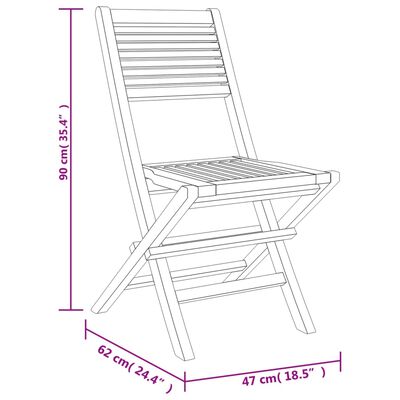 vidaXL Skladacie záhradné stoličky 6 ks 47x62x90 tíkový masív