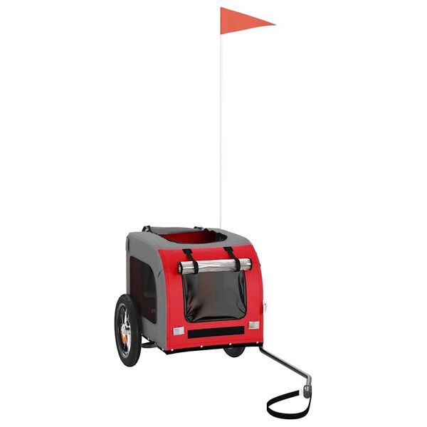 vidaXL Cyklovozík pre zvieratá, červeno sivý, oxfordská látka, železo