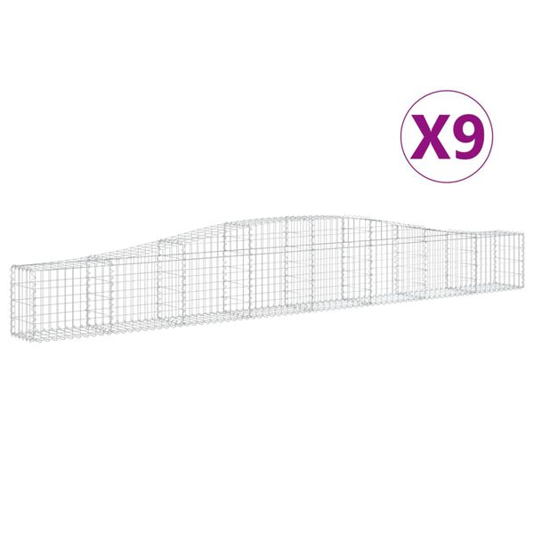 vidaXL Obl&uacute;kov&yacute; gabionov&yacute; k&ocirc;&scaron; 9 ks 400x30x40/60 cm pozinkovan&eacute; železo