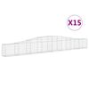 vidaXL Obl&uacute;kov&yacute; gabionov&yacute; k&ocirc;&scaron; 15 ks 400x30x40/60 cm pozinkovan&eacute; železo