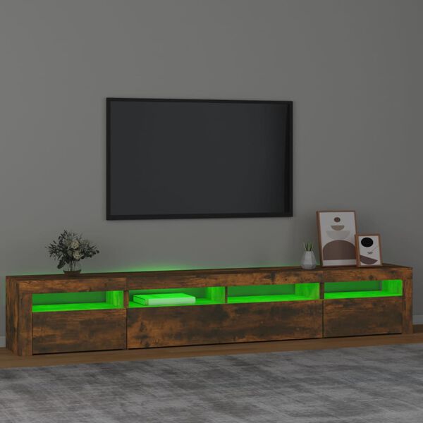 vidaXL TV skrinka s LED svetlami dymov&yacute; dub 240x35x40 cm
