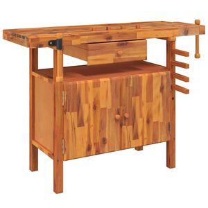 vidaXL Pracovn&yacute; st&ocirc;l so z&aacute;suvkou a zver&aacute;kom 124x52x83 cm mas&iacute;vne drevo ak&aacute;cia