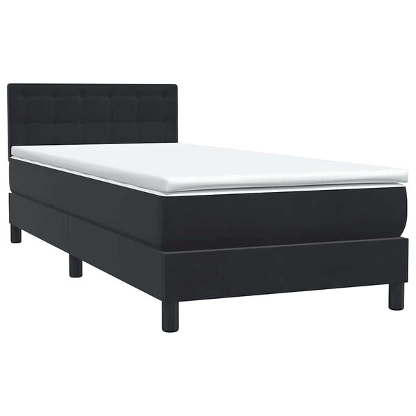 vidaXL Posteľn&yacute; r&aacute;m boxspring s matracom čierny 90x210 cm zamat