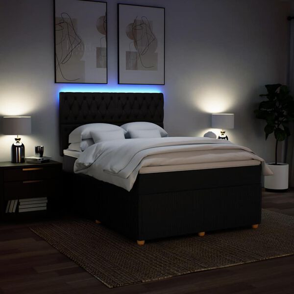 vidaXL Posteľn&yacute; r&aacute;m boxspring s matracom čierny 160x200 cm l&aacute;tka