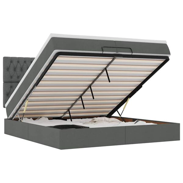 vidaXL Osmanský rám postele s matracmi tmavosivá 200x200 cm látka