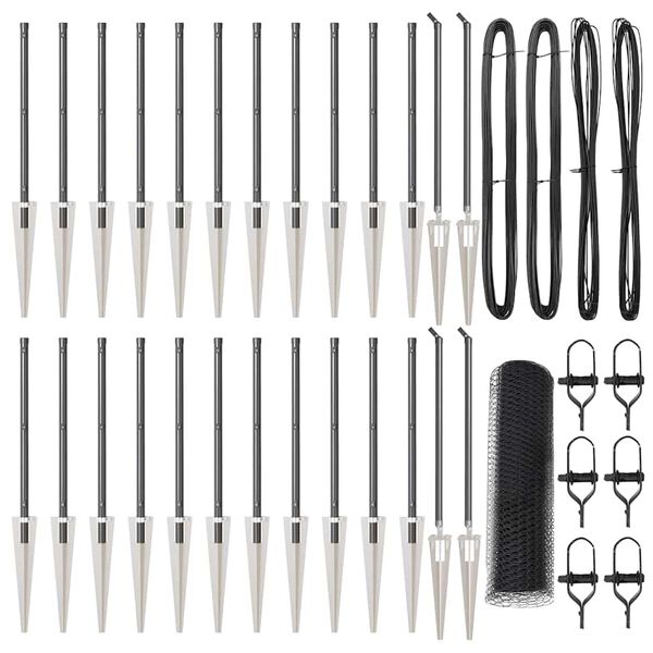 vidaXL Stĺp na plot. Siv&aacute; 50 x 1 m (25 mm sieť) Ocel a PVC