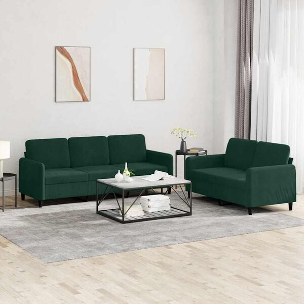 vidaXL 2-dielna sedacia s&uacute;prava tmavozelen&aacute; zamat