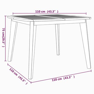vidaXL Záhradný stôl 110x110x75 cm akáciové masívne drevo