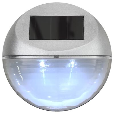 vidaXL Vonkajšie solárne nástenné LED svietidlá 12 ks okrúhle strieborné