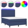 vidaXL Posteľ boxsping s matracom a LED modr&aacute; 140x200 cm l&aacute;tka